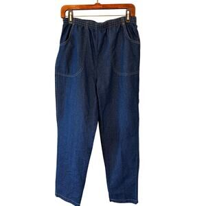 Women's Vintage American Sweetheart Cotton Blue Denim Pants Large Pockets Sz 12